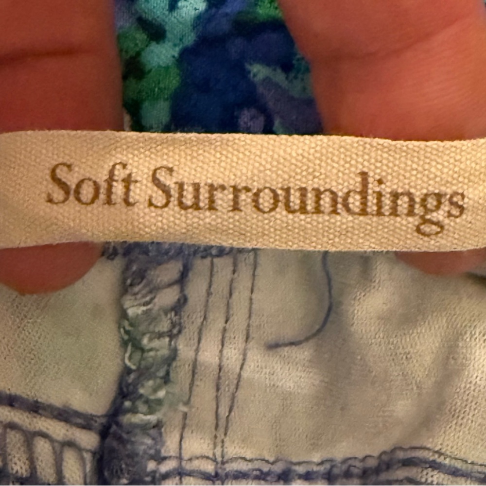 Soft Surroundings Pants Womens Petites MP Medium Cropped Pull On Blue Casual - Picture 3 of 9